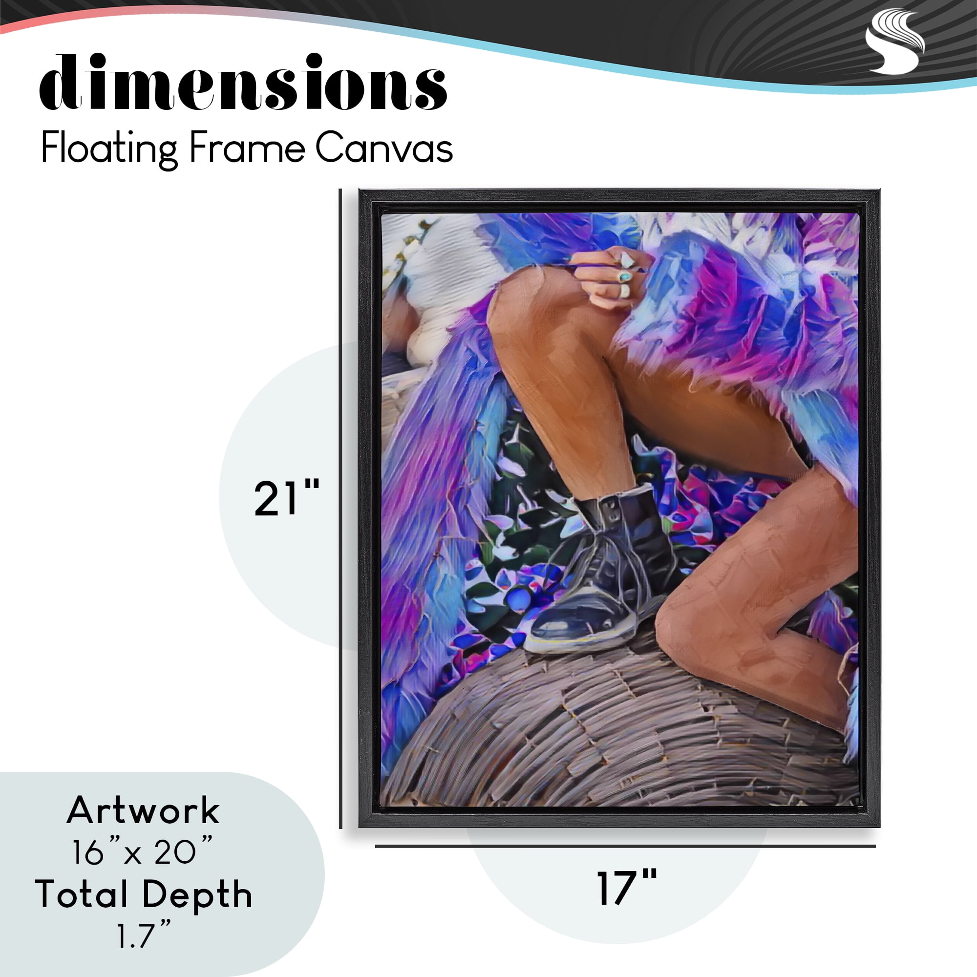 Purple Fur & Boots Black Framed Floater Canvas Wall Art, design by Jesse Keith