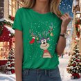 thumbnail image 3 of Towmus Christmas Shirts for Women Cute Elk Print Graphic Tee Casual Short Sleeve Crewneck Pullover Tops, 3 of 5