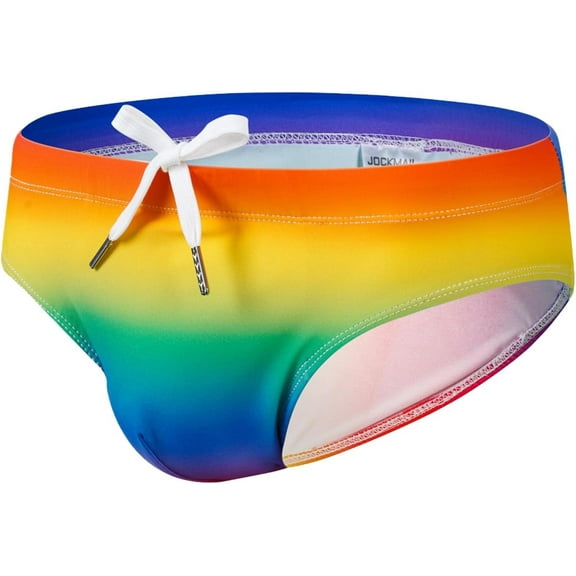 JOCKMAIL Mens Swim Briefs Underwear Printed Swimsuit Beach Swimwear Low Rise Quick Dry with Drawstring