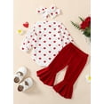 thumbnail image 2 of Aunavey 3Pcs My First Valentines Day Baby Girls Outfit Long Sleeve Romper Heart Bell Bottoms Headband, 2 of 8