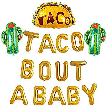 Gold Glitter Taco Bout a Shower Banner Sign Garland for Mexican Fiesta Themed Baby Shower First Birthday Party Decorations Photo Props Backdrop 