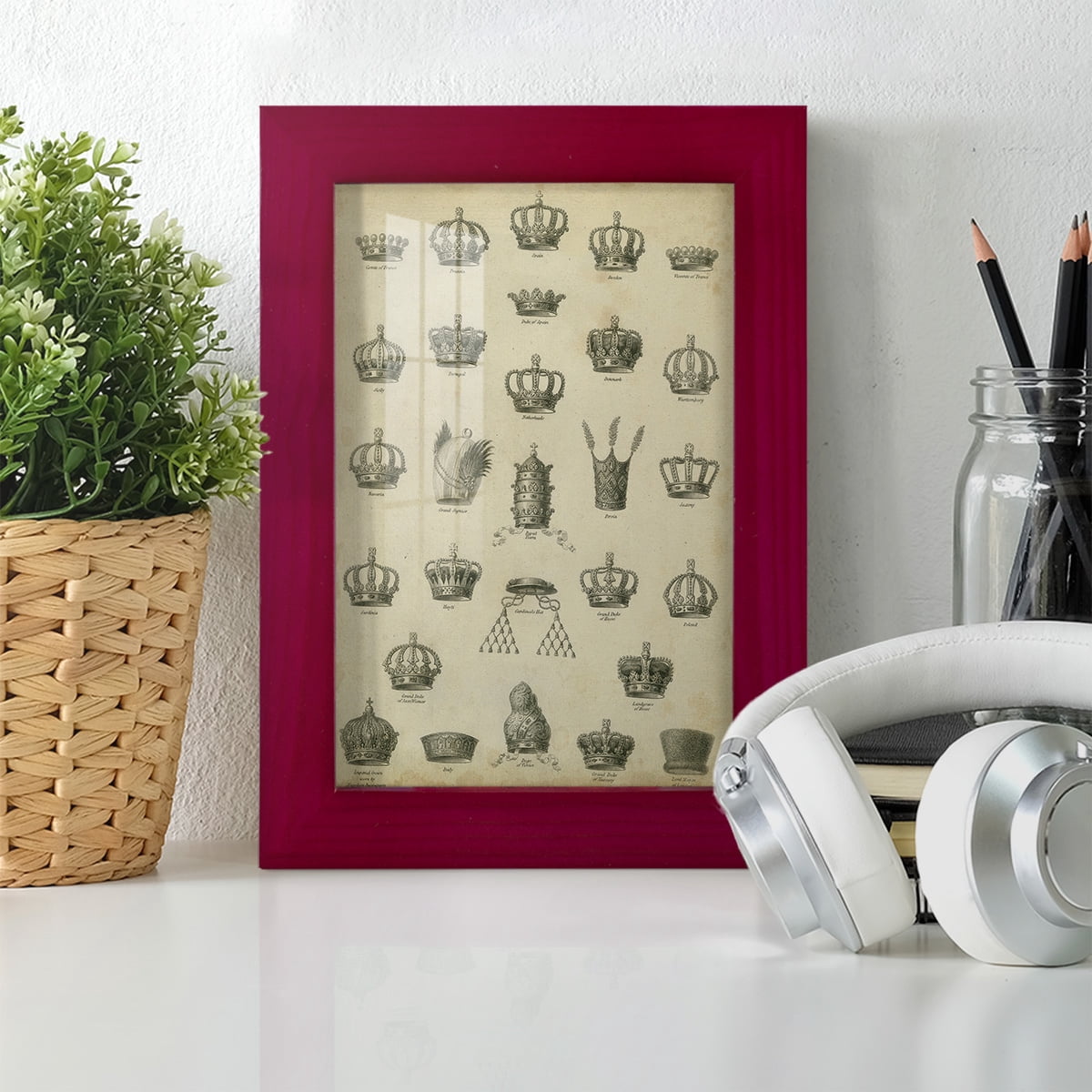 Heraldic Crowns & Coronets II -Framed Print w/glass-Cherry Red