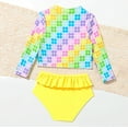 thumbnail image 6 of Glisme Girls Swimsuit Baby/Toddler Long Sleeve Rash Guard Upf50+ Sun Bikini Bathing Suit Outdoor Swimming Activities Size 9-12 Months,Yellow, 6 of 6