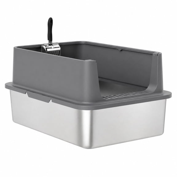 Stainless Steel Cat Litter Box with High Shield XL Size