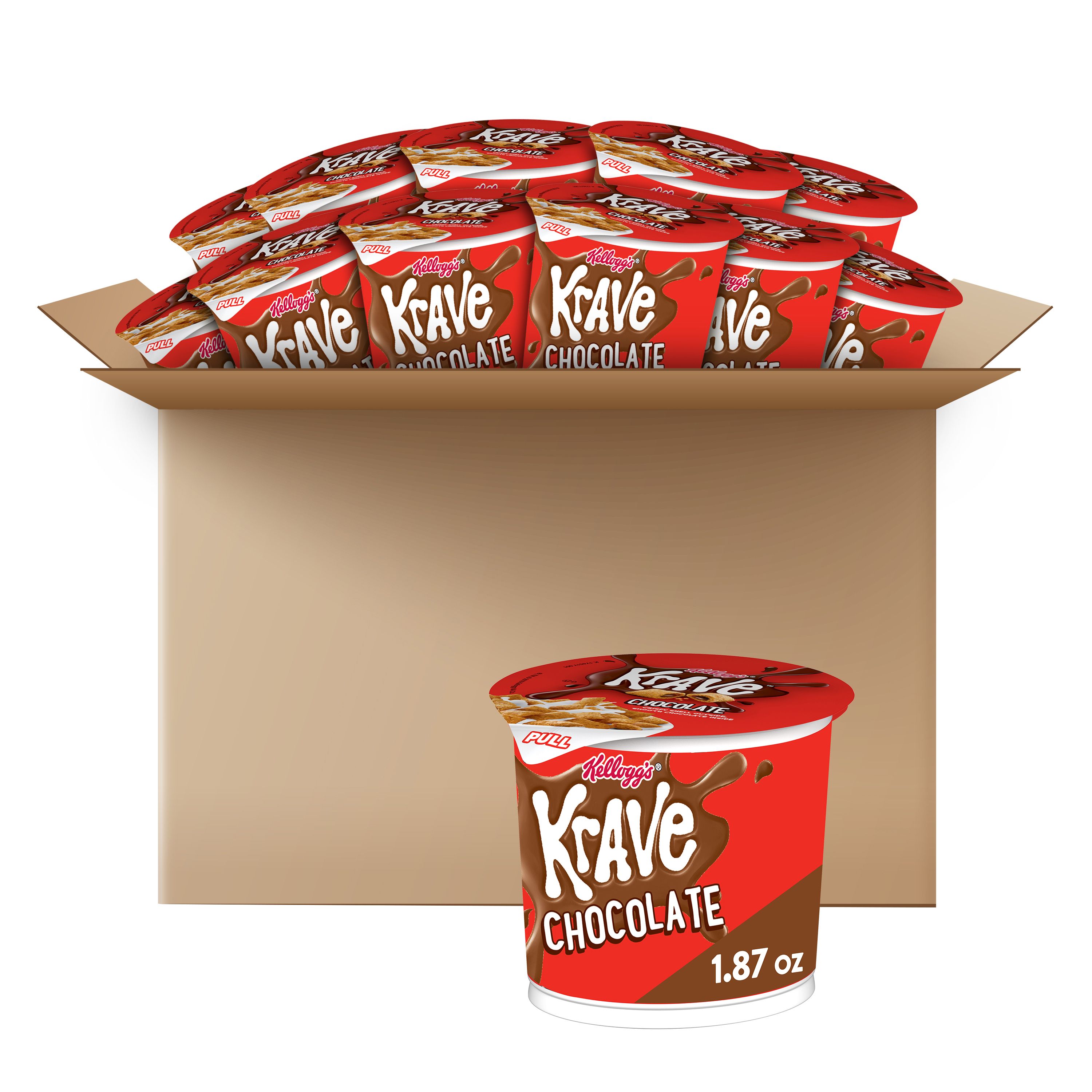 Krave Chocolate Breakfast Cereal Cups, 22.4 oz, 12 Ct, Case