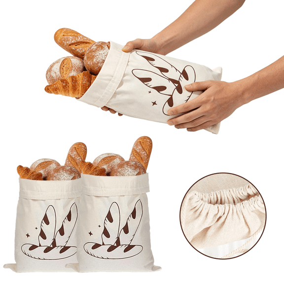 Reusable Beeswax Bread Bag with Zipper, Cotton Beeswax Food Storage Bag for Homemade Bread & Sourdough(2-pack)