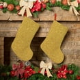 thumbnail image 6 of Salouo Gold Shiny Print Christmas Decorations Stockings 1 Pack 18'' Xmas Stockings Holiday Stocking Personalized Farmhouse Decor for Home Family Party Tree, 6 of 7