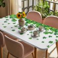 thumbnail image 3 of Green Leaves Table Cloths for 5 Foot Rectangle Tables, Watercolor Botanical Pastoral Elegant Patio Waterproof Elastic Fitted Tablecloths, Washable Rectangular Table Cover for Camping, 3 of 8