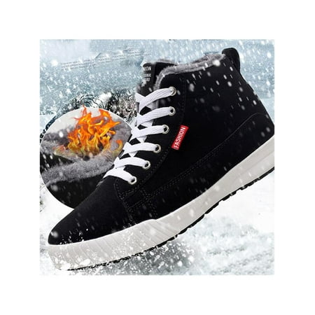 Meigar Men's Winter Fur Warm Sneaker Snow Boot Lace Up Casual