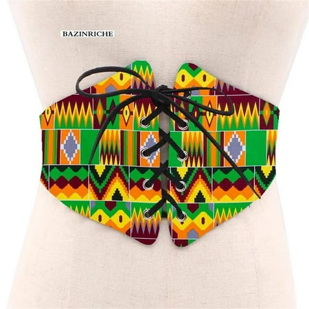 

African Print Waist Corset Belt Button Skirts for Women Ladies Lace-Up Belts SP039