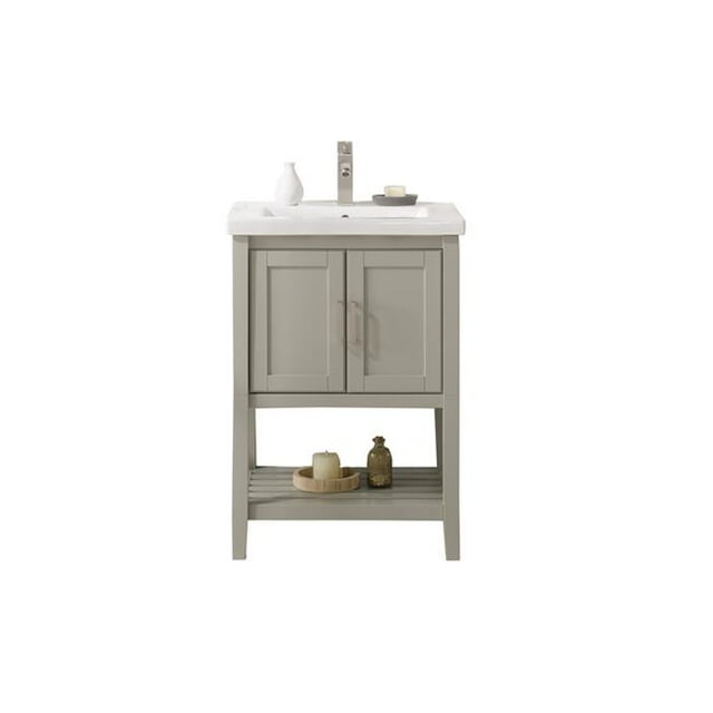 Legion Furniture WLF9024-RL Meuble-Lavabo d'Évier 24 Po. KD Blanc Gris