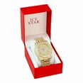 thumbnail image 6 of Techno Pave Men's 45mm Iced Out Diamond Watch with Roman Dial - Simulated Crystals - Bling-ed Out Adjustable Metal Band - 14k Gold Tone Finish, 6 of 6