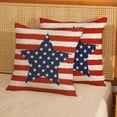 thumbnail image 2 of 4th of July Pillow Covers 20x20 Set of 2, Red Stripe Blue Star Decor America Flag Throw Pillows Independence Memorial Day Pillowcase Patriotic Decorations Linen Outdoor Cushion Case for Couch, 2 of 6