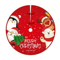 HBBKVI 36" Christmas Tree Skirt, Christmas Santa Reindeer Snowman Tree Skirt Christmas Party Decorations Velvet Christmas Tree Skirt