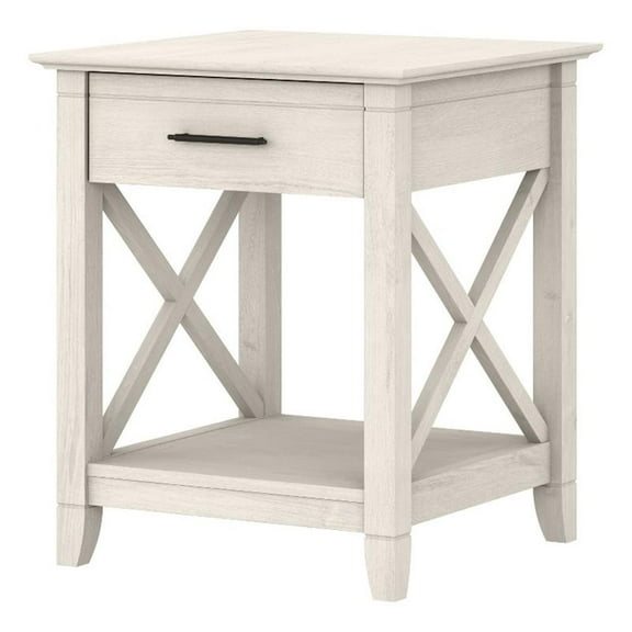 Bowery Hill Contemporary Engineered Wood End Table with Storage in White