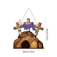 thumbnail image 3 of SLYNSHome Easter Wreath for Front Door Wood Religious Christian Cross Sign Wall Hanging Ornaments Rustic Wooden Wreath Spring Decor, 3 of 6