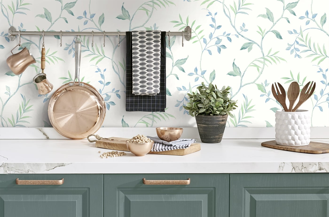 NextWall  Watercolor Leaf Trail Peel and Stick Wallpaper - 20.5 in. W x 18 ft. L