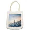 thumbnail image 1 of Nautical Tote Bag, Racing Sailboats in Mediterranean Sea Adventure Winner Sports Freedom Photo Print, Cloth Linen Reusable Bag for Shopping Books Beach and More, 16.5" X 14", Cream, by Ambesonne, 1 of 2