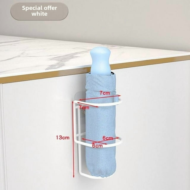 Wall-Mounted White Single-Hole Umbrella Organizer: Compact Home Entrance Storage Rack with Durable Construction for Efficient Umbrella & Essentials Hanging, Space-Saving Solution for Tidy Living Areas