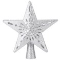 thumbnail image 3 of 100-240V LED Hollow Star Snowflake Projector Light Rotation Lamp for Christmas Tree Top Decorationsilver US, 3 of 5