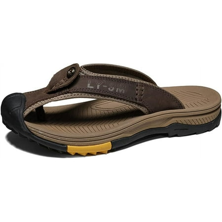 

HOLEX Genuine Cow Leather Shoes Men Sandals Mens Flip Flops Men s Casual Shoes Classic Massage Beach Slippers Anti-slip Summer