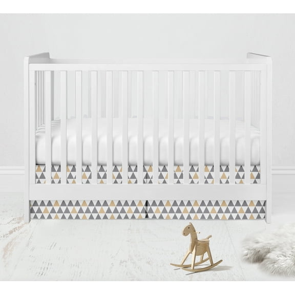 Bacati - Woodlands Grey/Beige Triangles Neutral Cotton Crib/Toddler Neutral Cotton Crib Skirt