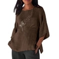 thumbnail image 2 of Birdeem Blouse pour Femmes Mode Été Décontractée Chemise Imprimée avec Poche Col Rond Haut Ample, 2 of 12