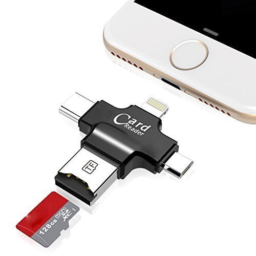 Lecteur de Carte SD pour iPhone/iPad, connecteur Lightning + USB C vers  Lecteur de Carte SD/TF Adaptateur Lecteur de Carte mémoire pour Micro SDXC