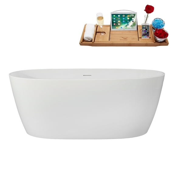 59" Streamline B-276-60-PBR Soaking Freestanding Tub and Tray With Internal Drain in Polished Brass