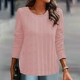thumbnail image 2 of Jalioing Knitted Blouse for Women Spring Long Sleeved Shirt Crew Neck Solid Color Pullover Top (Medium, Pink), 2 of 6