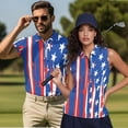 thumbnail image 2 of Aplkyhs Matching Golf Shirts for Couple Blue Patriotic Star Mens Hawaiian Shirt Suitable for Outdoor Sports Mens Shirts Casual Soft and Comfortable Quick Dry Breathable Fabric, 2 of 6