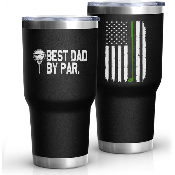 Dad Gifts for Men BEST DAD BY PAR 30 Tumbler Oz Stainless Steel Insulated Cup Tumbler Coffee Mug with Lid and Straw Mens Father''s Day, Christmas and Birthday Gifts Idea