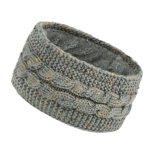 Diadema de punto, calentador de orejas, gruesa, elástica, ancha, turbante, accesorios para el cabello Gris claro