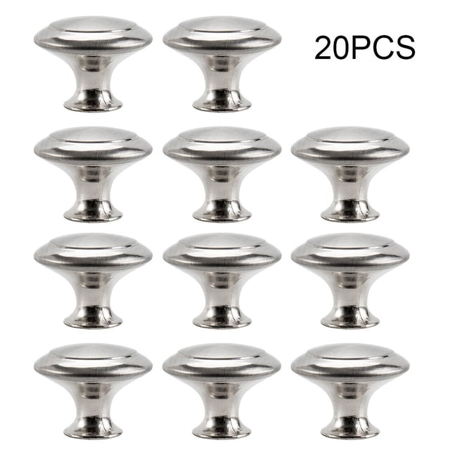 Muyoka Paquete de 20 pomos redondos para armario de cocina, pomos de níquel cepillado de seta de cocina plateada, pomos de armario con tornillo, tirador de puerta para cajón de baño, diámetro de 1-1/8 Muyoka Hogar