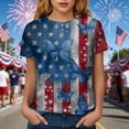 thumbnail image 6 of felwors Women's Casual Patriotic Graphic T-Shirt – USA Flag, Eagle, Statue of Liberty & Fireworks Print, Short Sleeve Crew Neck Tee for 4th of July Events (Dark Blue, XXL), 6 of 8