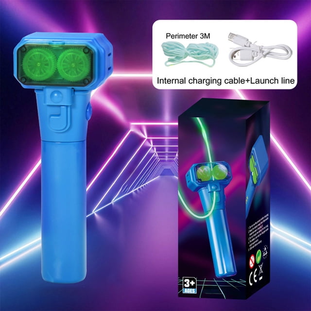Juguete de cuerda luminosa recargable | Spinner portátil con luz LED para jugar al aire libre por la noche | Diseño ergonómico con cuerda luminosa de 3 m