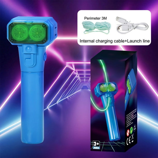 Juguete de cuerda luminosa recargable | Spinner portátil con luz LED para jugar al aire libre por la noche | Diseño ergonómico con cuerda luminosa de 3 m