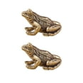 thumbnail image 1 of KLKCMS 2 Pieces Brass Frog Statues Desktop Ornament for Table Office Attract Wealth, 1 of 9