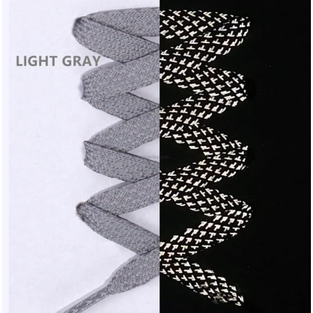 

1Pair Reflective Laces Flat Shoelaces for Sneakers Colorful Reflective Shoe laces Luminous Shoelace 100/120/140/160CM Strings Light gray 120cm