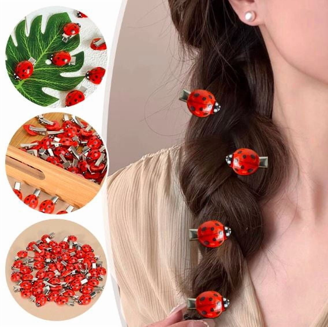 lady bug hair clips 30 pcs mini 0.6 x 0.8 inch resin alloy hairpins for festival party styling