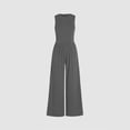 thumbnail image 5 of Qudderr Womens Crewneck Jumpsuits Summer Casual Rompers Sleeveless Slim Bodysuit Women's Elastic Waist Loose Onesies with Pockets S-2XL, 5 of 9
