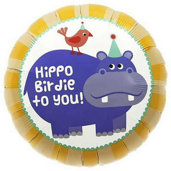 LOONBALLOON Birthday Childeren Balloons, 18″ HIPPO BIRDIE BIRTHDAY