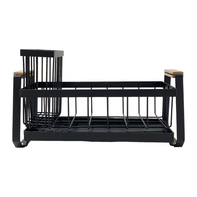 Soporte para esponja para fregadero de cocina, escurridor de platos, autodrenante, resistente al óxido Negro