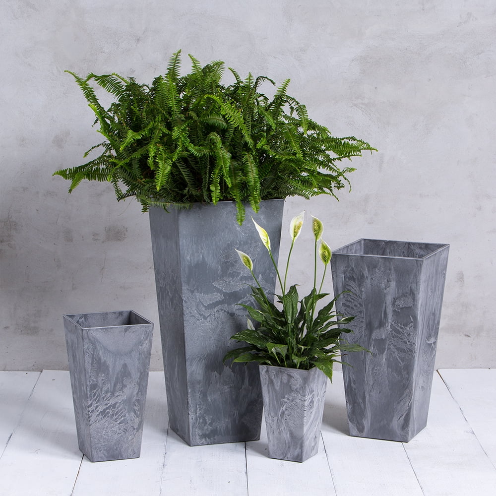 Root & Vessel Ella Tall Planter, Gray, 10"