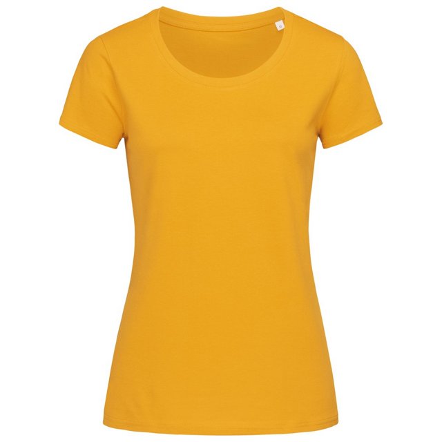 Stedman - Camiseta básica de origen orgánico con cuello redondo modelo Janet para mujer (Amarillo Indiano)