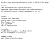R style Rear Roof Cover Spoiler Wing Diffuser Fit for 16-21 HONDA CIVIC 10th Sedan