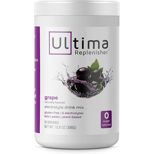 Ultima Replenisher Electrolyte Hydration Mix, Grape, 90 Servings, Sugar-Free, 0 Calories, 0 Carbs - Keto, Gluten-Free, Paleo, Non-GMO, Vegan ...