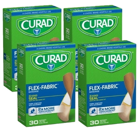 Curad Flex-Fabric Bandage, 2x More Absorbent, 30 Count, 4 Pack