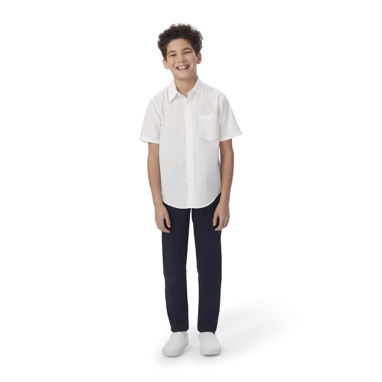 french toast dress shirt Lee Uniforms Young Men's Short Sleeve Dress Shirt, Size: Small, Black