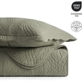 thumbnail image 4 of EVERGRACE 100% Cotton Scallop Quilt Set, King Size 3 Piece Set – Lightweight Bedspread with 2 Shams, Soft Prewashed Matelasse Coverlet for Cozy and Elegant Bedding, Olive Green, 4 of 8